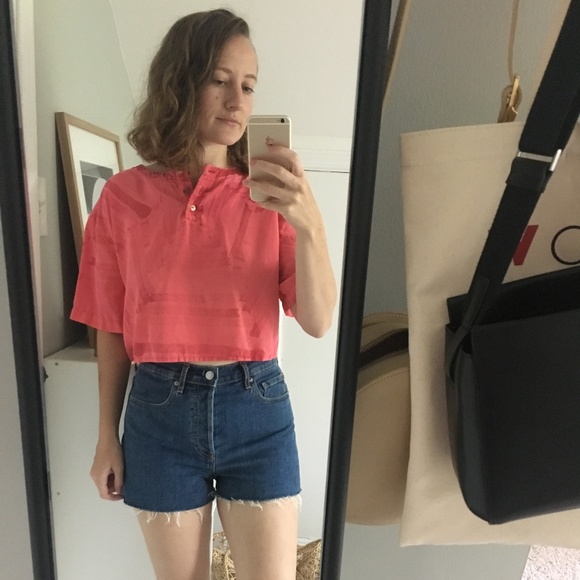 SOLD Hand Painted Silk Boxy Crop Top - Picture 7 of 7